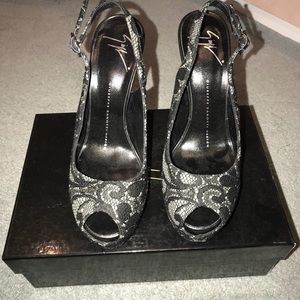 Giuseppe Zanotti Black Grey Lace Monro 105 Pumps